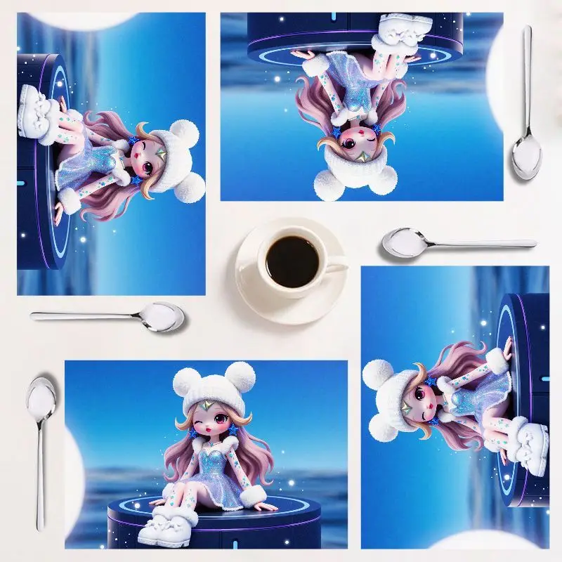 

Набор прямоугольных подставок из 4 предметов, милый мультяшный дизайн, легко чистится, идеально подходит для зимнего декора, 12×18 дюймов.