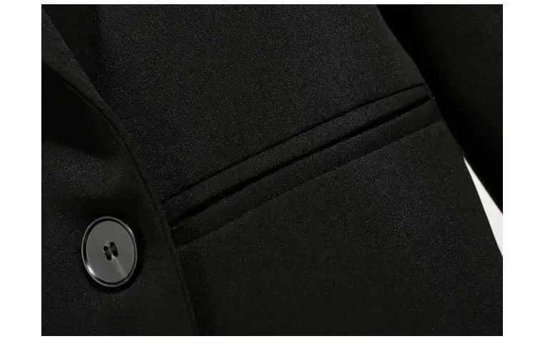 Blazer noir à double boutonnage pour femme, veste décontractée, manteau cranté, vêtements de travail, coréen, automne, hiver, 2023