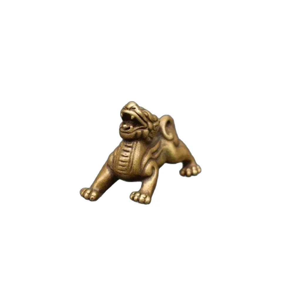 

Латунный благоприятный зверь на небе, рев Pixiu, коллекция однотонных маленьких украшений, чайная церемония, античная маленькая бронза