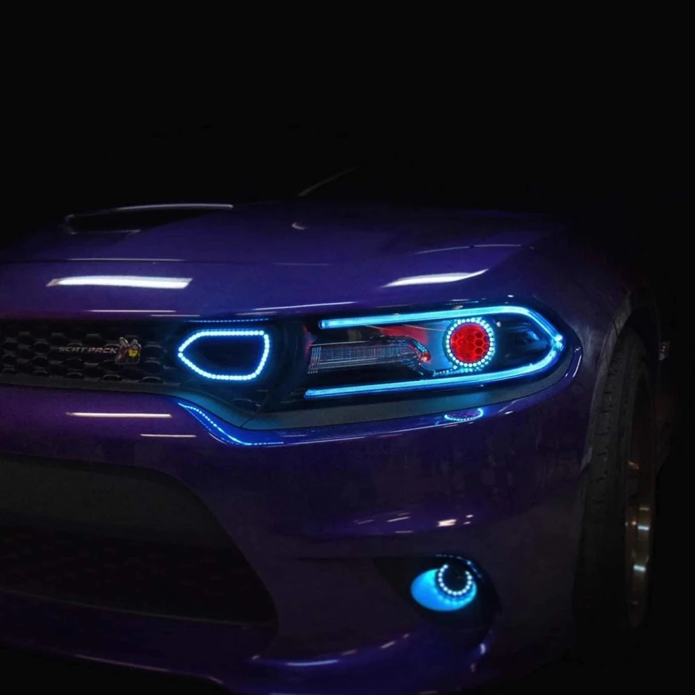 DRL LED Boards for 2015-2023 for Dodge Charger RGB Chasing Halo Ring with Turning Signal New Condition Daytime Running Light