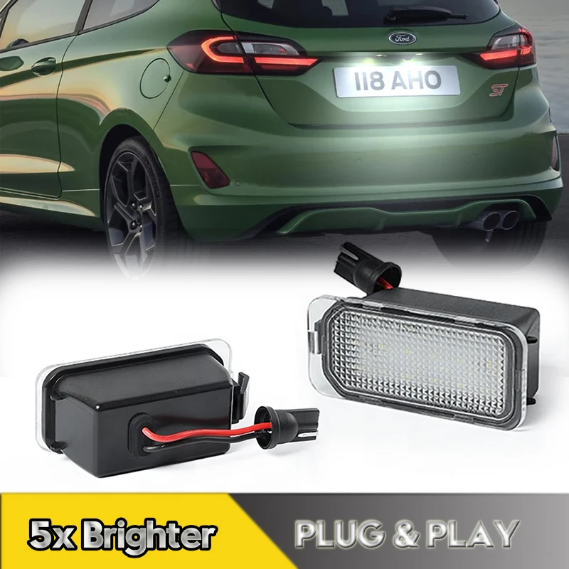 2Pcs Canbus LED Number License Plate Lights Lamps For Ford Focus Fiesta Ranger Explorer Transit Escape Fusion Mondeo Edge Kuga