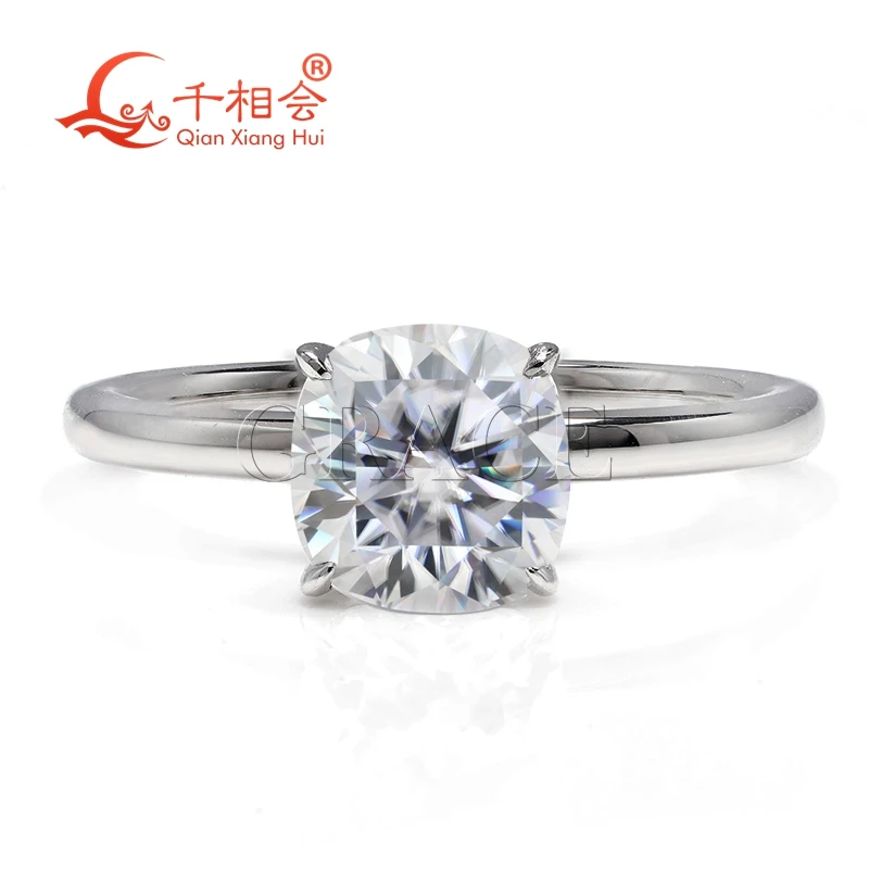 

7*7mm 2ct cushion shape Simple Ring Band 925 Sterling Silver D Color VVS Moissanite Diamond Ring Jewelry gift dating wedding