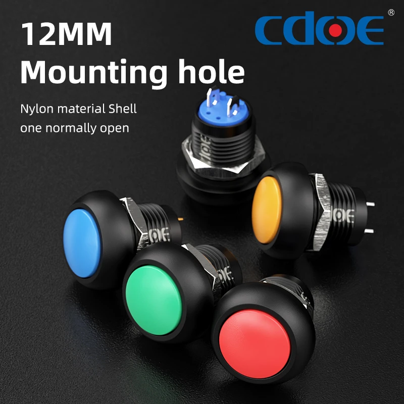 

12mm Momentary/Latching Push Button Switch 1/2" Mounting Hole On Off Mini Round IP65 Waterproof