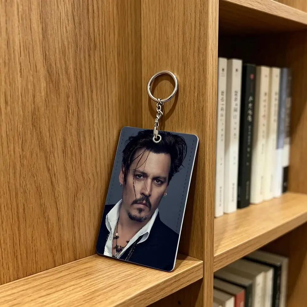 Famous J-Johnny Actor Depp Badge Holder Keychain For Bank Business Work Card Holder Student Card Protective Case Bus Card