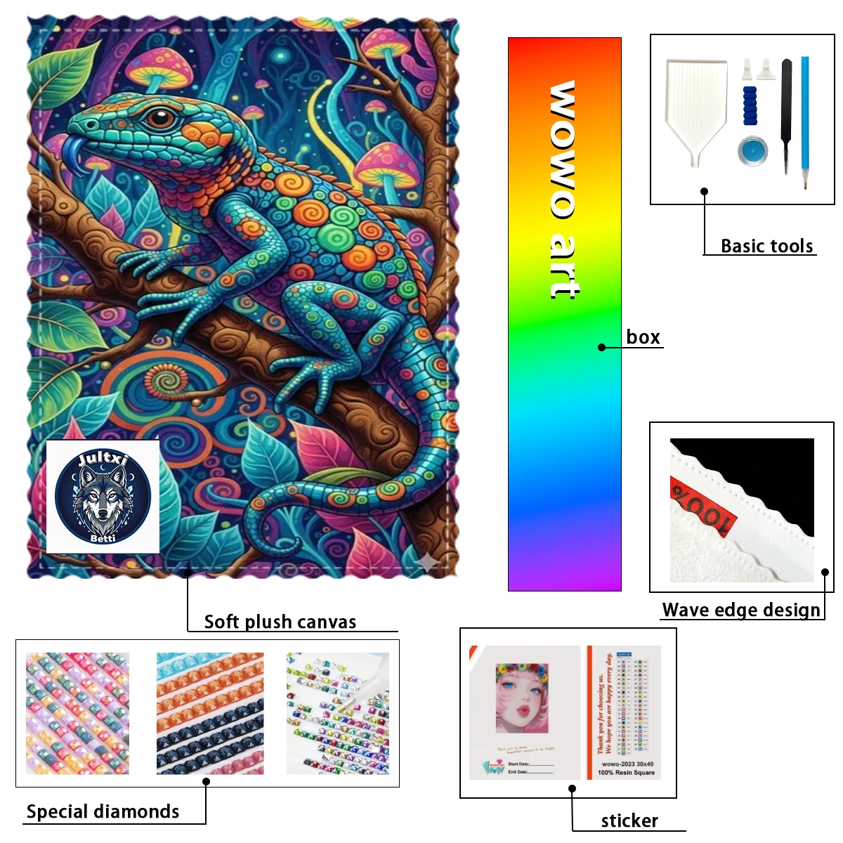 

【Betti_ Diamond Art】Chameleon and Branch AB Rhinestone FD Rhinestone Perfect Resin Diamond