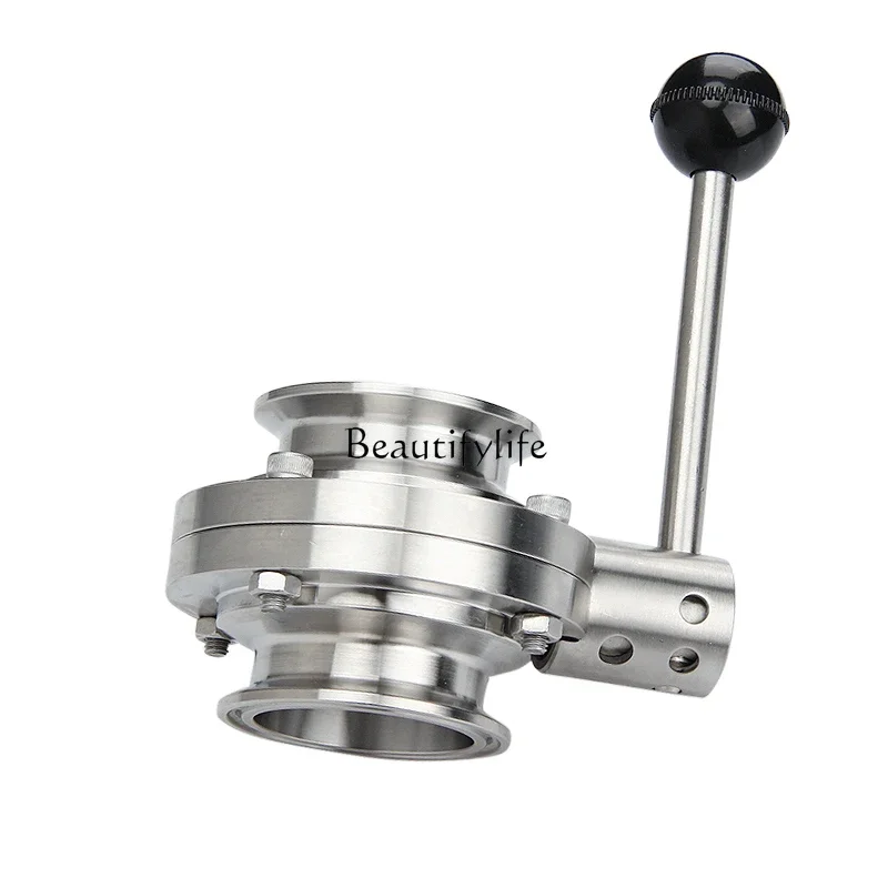 304 stainless steel quick loading butterfly valve craft food hygiene grade manual quick connection clamp