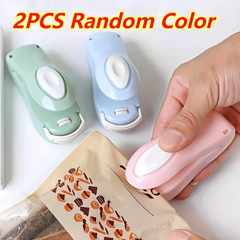 2PCS Random Color Portable Handheld Sealing Machine, Suitable for Snacks and Plastic Bag Easy To Use, Suitable for Household Use