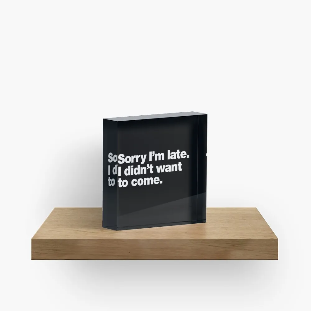 Sorry I Am Late I Did Not Want To Come  Acrylic Block Decoration Art Process Clear Cute Home Pad Bedroom Transparent Fashionable