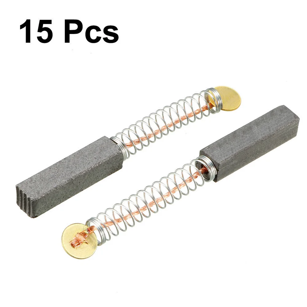 Durable Carbon Brushes Set of 15 For Electric Motors Enhance Motor Function Fit for Various Power Tools Size 20mm x 5mm x 5mm