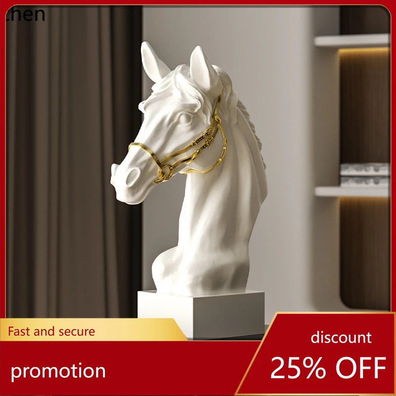 

CZ Horse Head Ornament Plaster Sculpture Living Room Wine Cabinet Office Display Cabinet Decoration