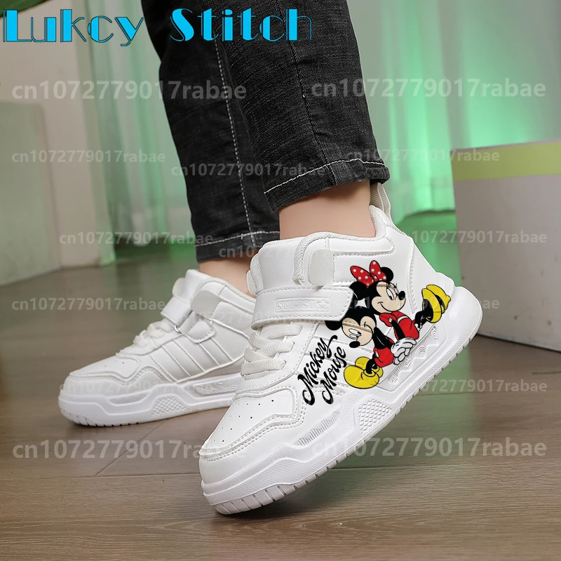 

Mickey Mouse Minnie Children's shoes sports basketball shoes kid boys girls fashion high quality High top White casual shoes