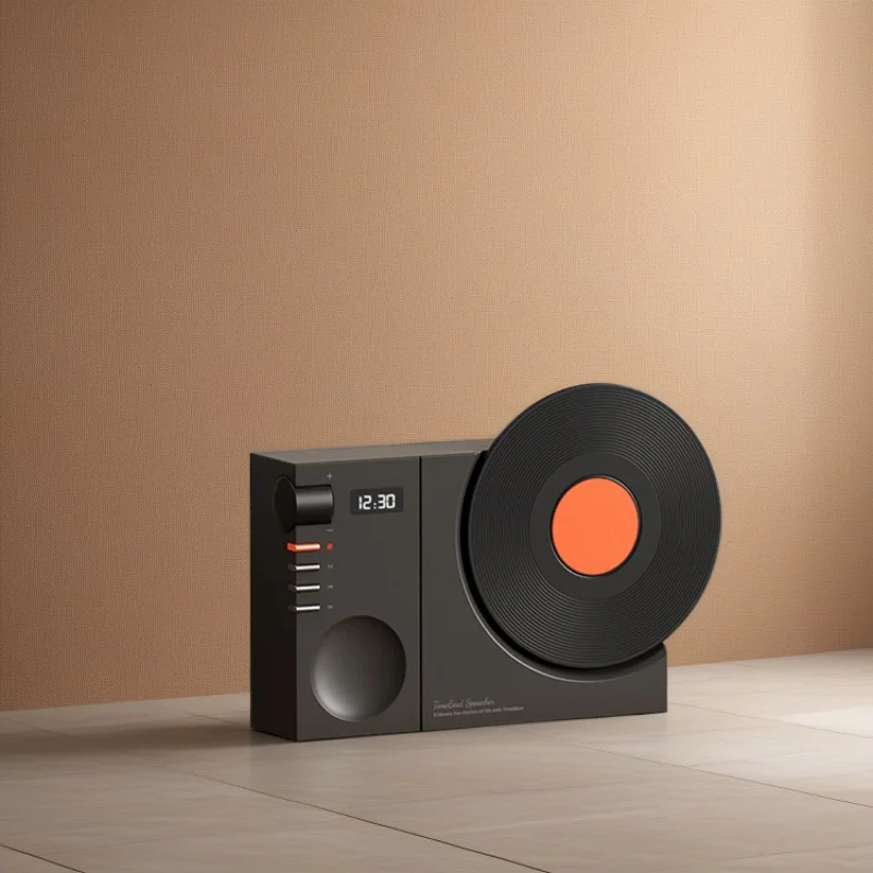 

Retro Bluetooth Speaker with Clock - Vintage Wooden Speaker, Bass Booster & Rotating Film Design