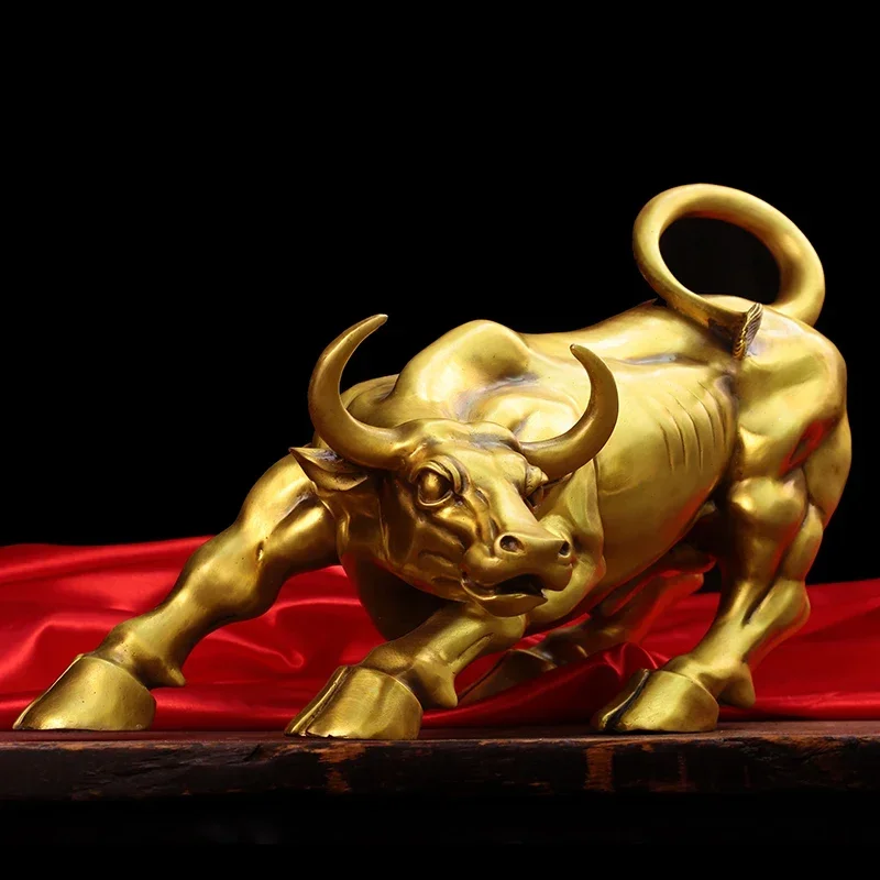 

Mascot Copper Bull Wall Street Cattle Sculpture Cow Statue Office Decor Crafts Gift