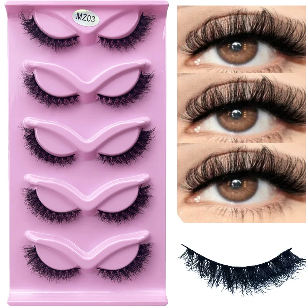 

5 pairs Eye Lashes Faux Mink Eyelashes Natural Look Wispy False Eyelashes Thick Soft Curly Lashes Fake Eyelash Extension