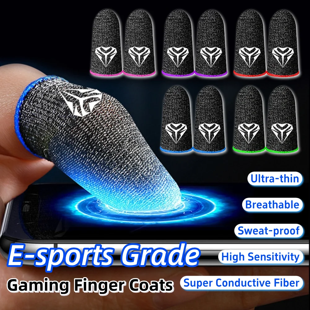 Respirável Gaming Finger Sleeve, Sweatproof Fingertips, Thumb Cover para PUBG Mobile Game, 1 Par