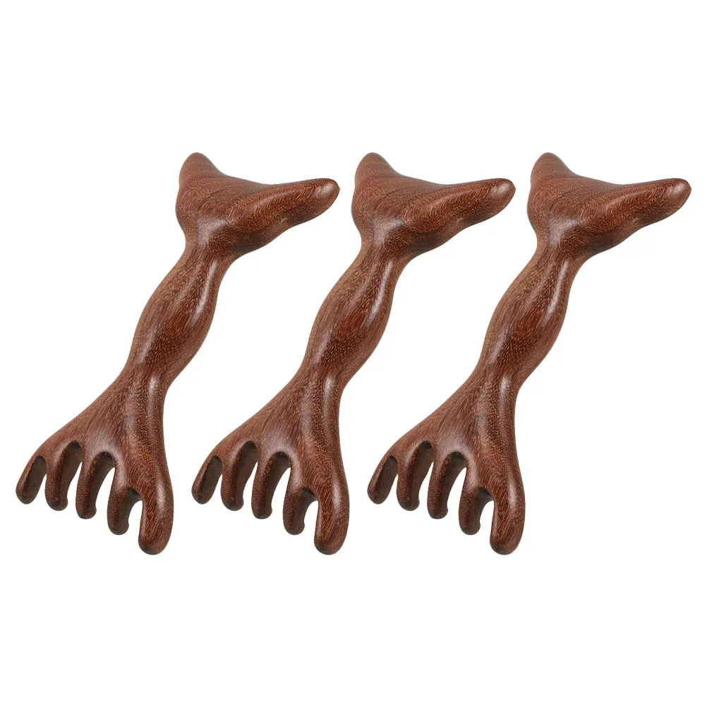 

3pcs Wooden Scalp Massager Comb Dual Head Hair Care Tool Wide Tooth Gua Sha Brush For Head Neck Massage Relieves Fatigue Durable