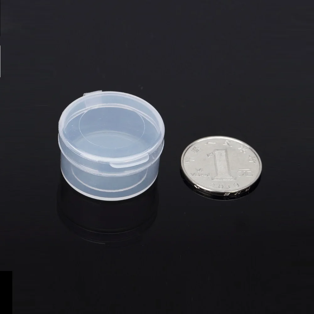 50pcs,  3.2x1.8cm Round Transparent Small Storage Box Plastic Beads Container Jewelry Organizer Case Pill Chip Box