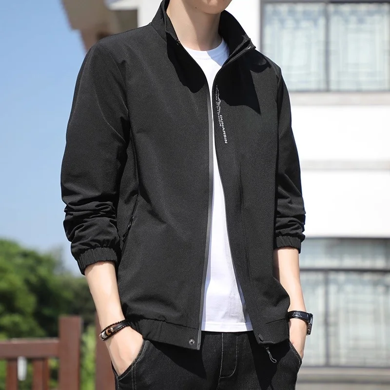 سترة رجالية جديدة لفصلي الربيع والخريف، زي بيسبول كاجوال، قميص عصري من نسيج البوليستر مع زخرفة سحاب، معطف مقاوم للرياح #5