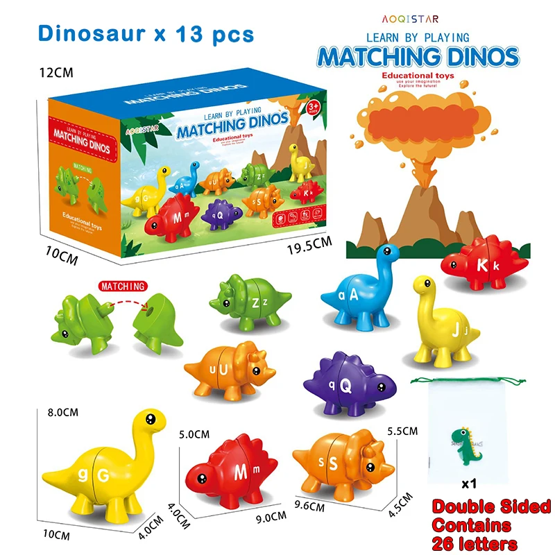 Kinderen Regenboog Bijpassende Dinosaurus Montessori Speelgoed Letter Digitale Kleur Vorm Educatieve Sensorische Sorteerspellen Vroeg Leren Speelgoed