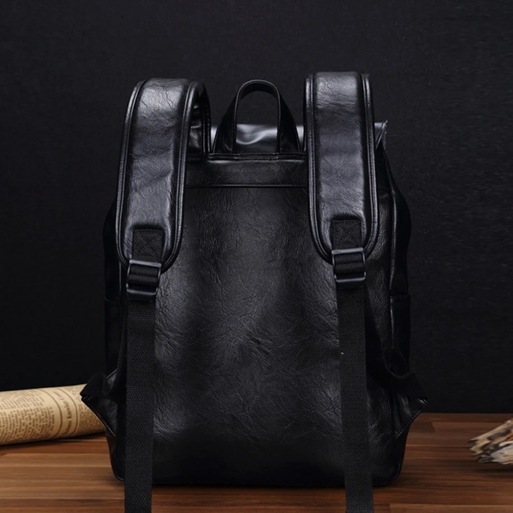 Luxury Leather Backpack for Men, Large Capacity Backpack Fit 15.6 inch Laptop, Multifunction Vintage Travel Rucksack