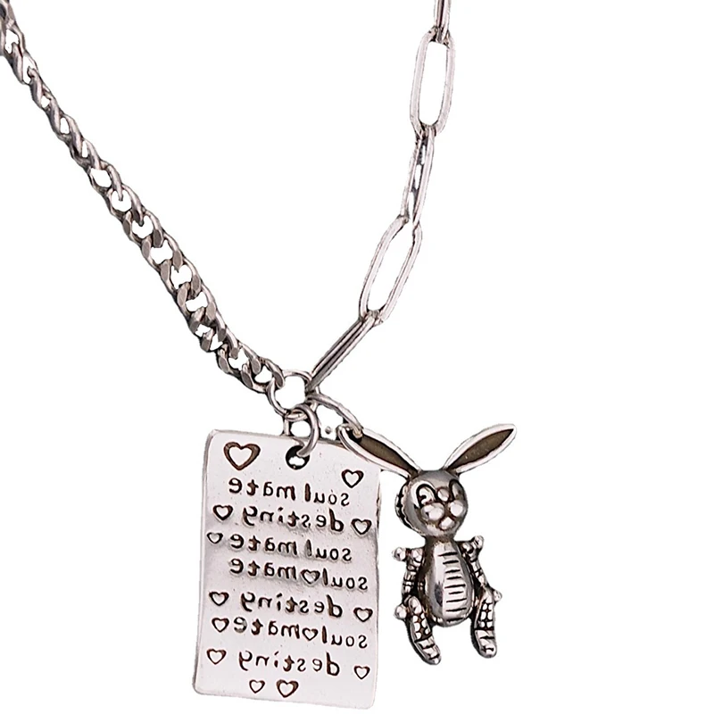 Mewanry Engels Brief Kaart Hanger Konijn Ketting Voor Vrouwen Punk HipHop Vintage Creatieve Leuke Mode Verjaardag Sieraden Gift