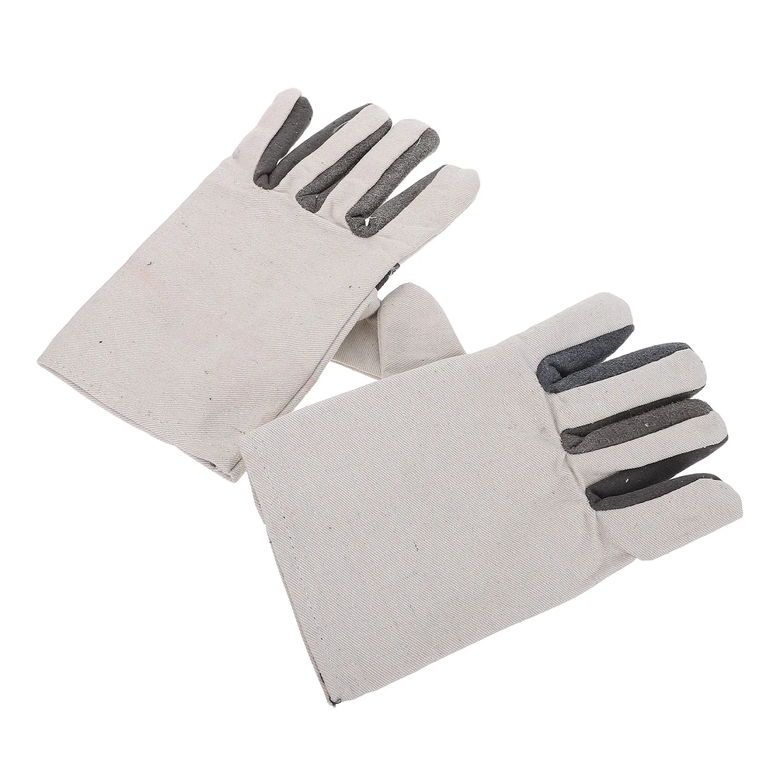 1Pair Work Gloves for Men Canvas Heavy Duty Double Lined Reinforced Palm Abrasion Resistant Welding Grinding Mechanic Gloves