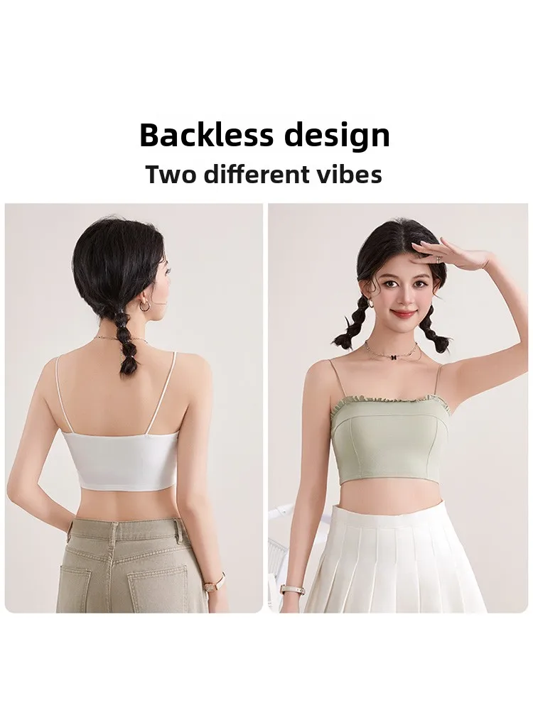   Donna Strap Vest Donna Estate 2025 Nuovo Sle Inteated Pad Reggiseno Un pezzo Interno Indossare Abbigliamento Esterno Base Tubo Top irt