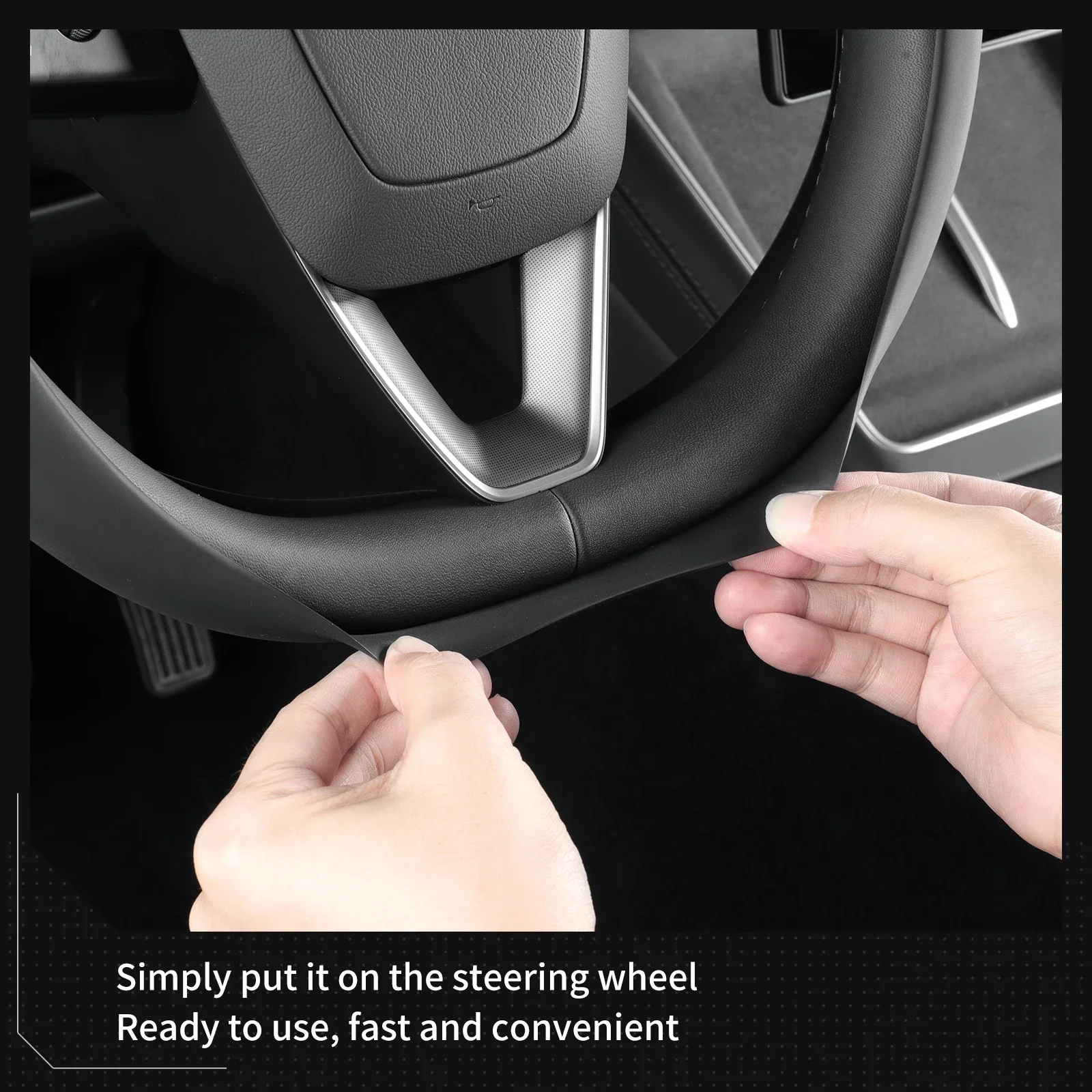 LUCKEASY für Tesla Model 3 / Model Y / Model YL 2017–2026 Silikon-Lenkradschutzbezug Innenzubehör – Detail 4