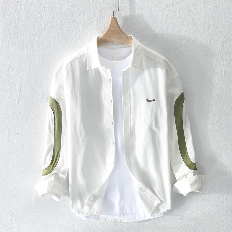 

Весна 2023: Новая мужская повседневная куртка с длинным рукавом, вышивкой и пэчворком, в стиле рабочей одежды, молодежная, модная, на пуговицах, не требует глажки.