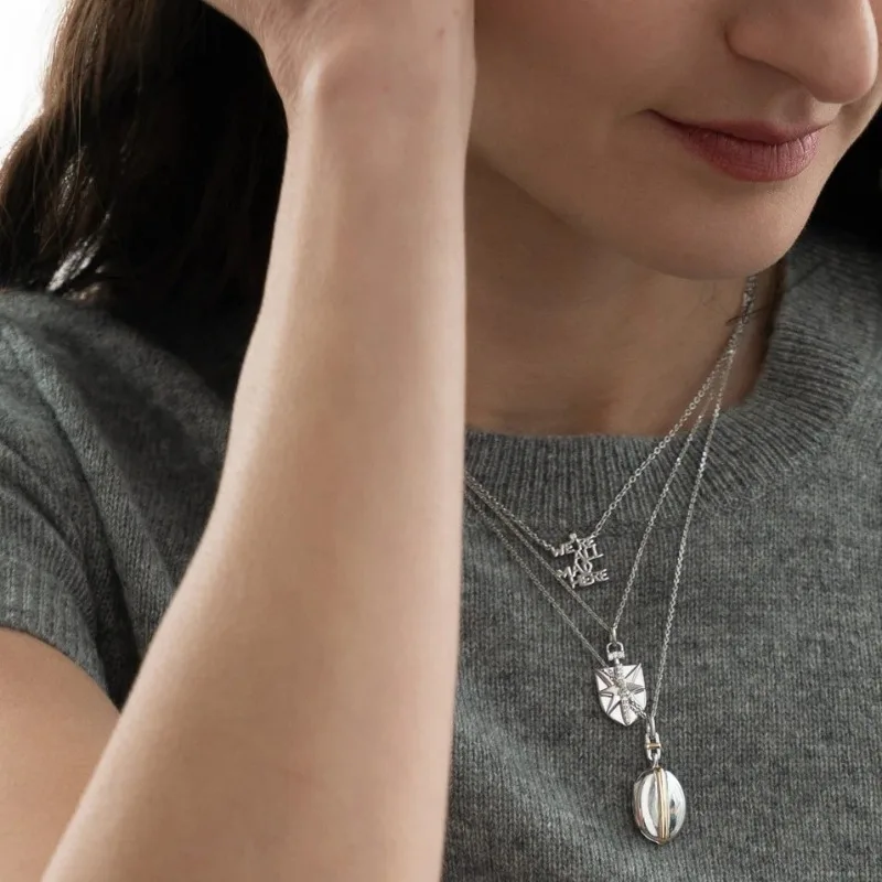 شخصية مخصصة صور المنجد 2-Tone البيضاوي التذكاري تذكار قلادة الفولاذ المقاوم للصدأ قلادة للنساء هدية مجوهرات عيد الميلاد