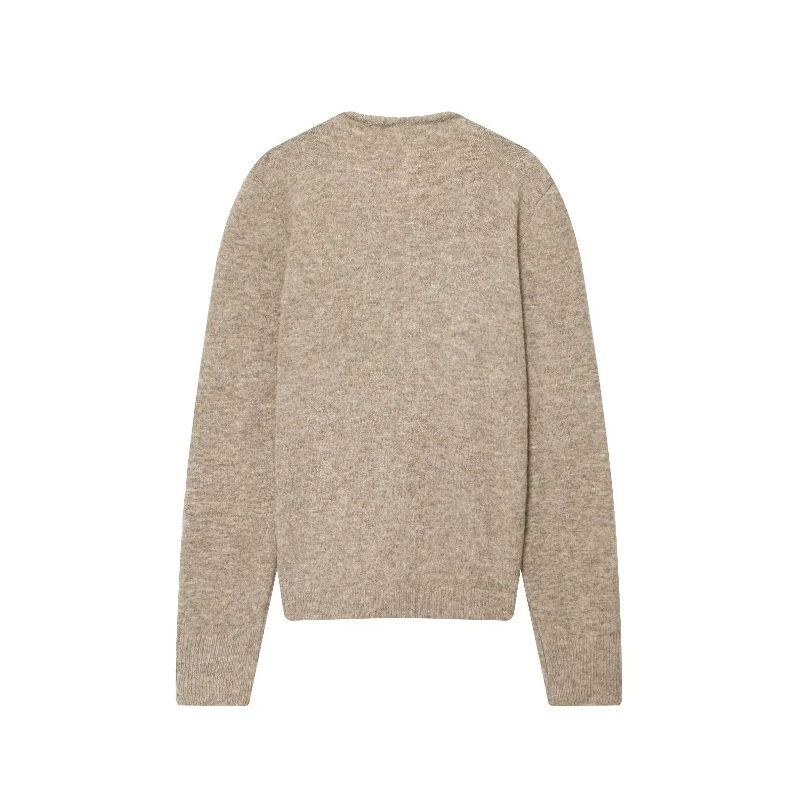 เสื้อโค้ทผู้หญิงคอลเลคชั่นใหม่ ฤดูใบไม้ร่วง/ฤดูหนาว 2025 สีกากี แขนยาว แต่งเชือกผูก ดีไซน์ถักแบบคาร์ดิแกน ทรงหลวม สไตล์ลำลอง เรียบง่าย