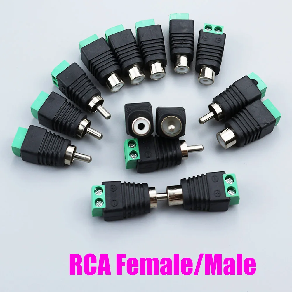 RCA Lotus Male and Female Terminal RCA Non Soldering Audio Connector Male and Female AV Plug Monitoring Security Accessories