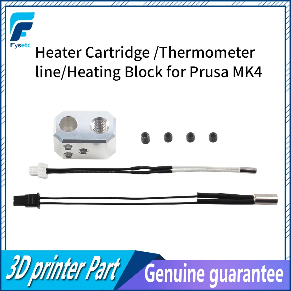 For Prusa MK4 Thermometer Line Heating Block Kit Thermistor 24V 40W Cartridge Heater Nozzle for Prusa MK4 3D Printer Extruder