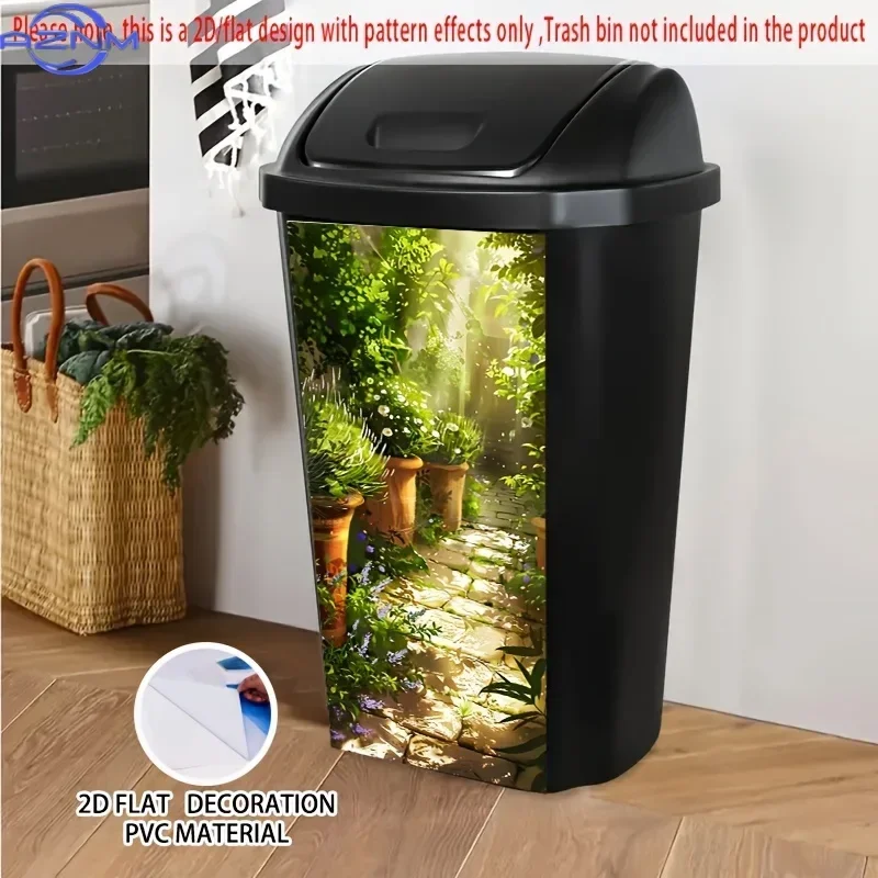 Creative Waste Bin Decorative Decal 2D Printed Pattern Sticker for Trash Can