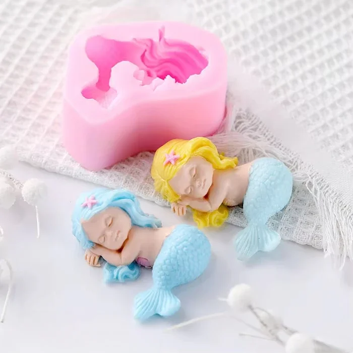 

VERIDIAN 3d Mermaid Silicone Molds Fondant Chocolate Baking Mould Diy Plaster Epoxy Resin Molds Cake Decoration