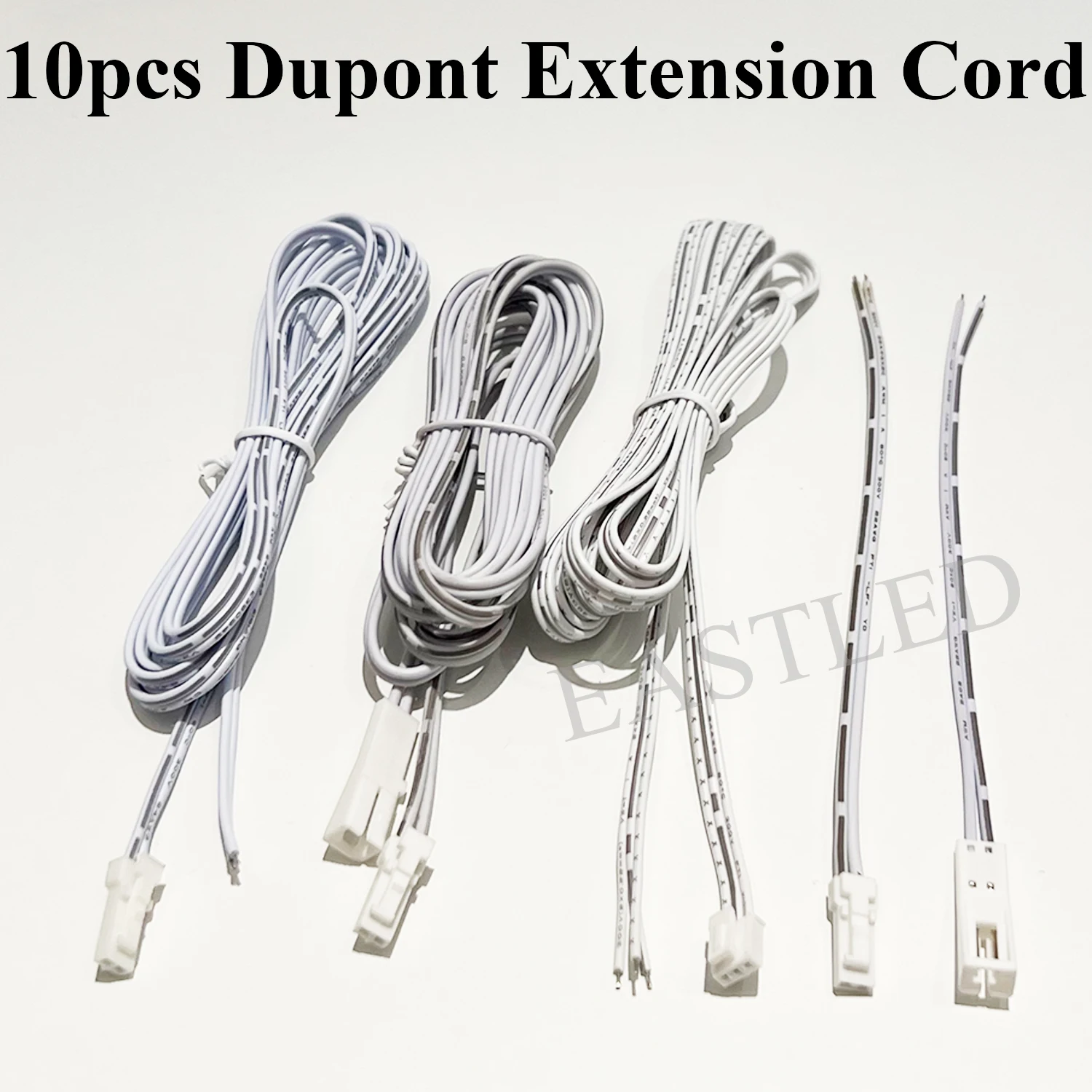 10pcs/ lot Dupont Extension Cord with Snap 2468 JST Connection Cable 14cm 2meter Light Extension Wire 2pin Male to Female Plug