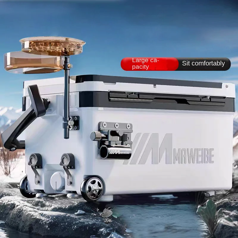 

Complete Tackle Box with Wheel Fishing Accessories Ultra-Light Sit-On Multifunctional Fishing Box 42L Tool Box Carp Fishing Gear