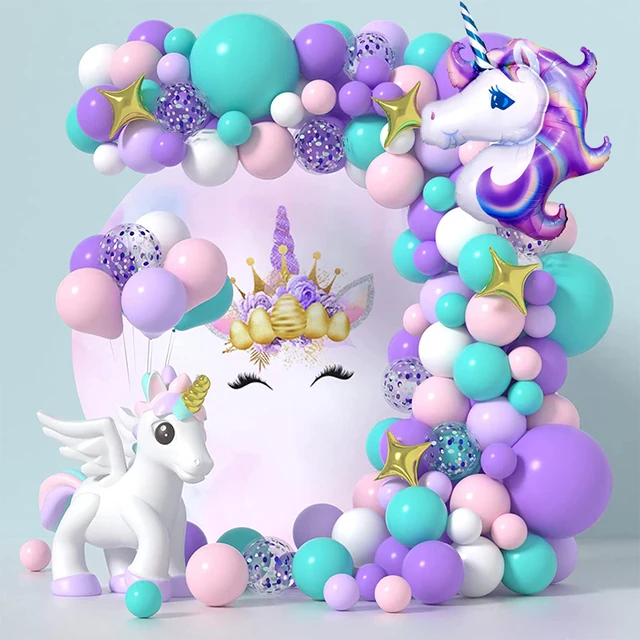 Jednorożec Balonowa girlanda Zestaw Łuk Jednorożec Dekoracje imprezowe dla chłopca Dziewczyna Urodziny Baby Shower Ślubne zaopatrzenie imprezowe