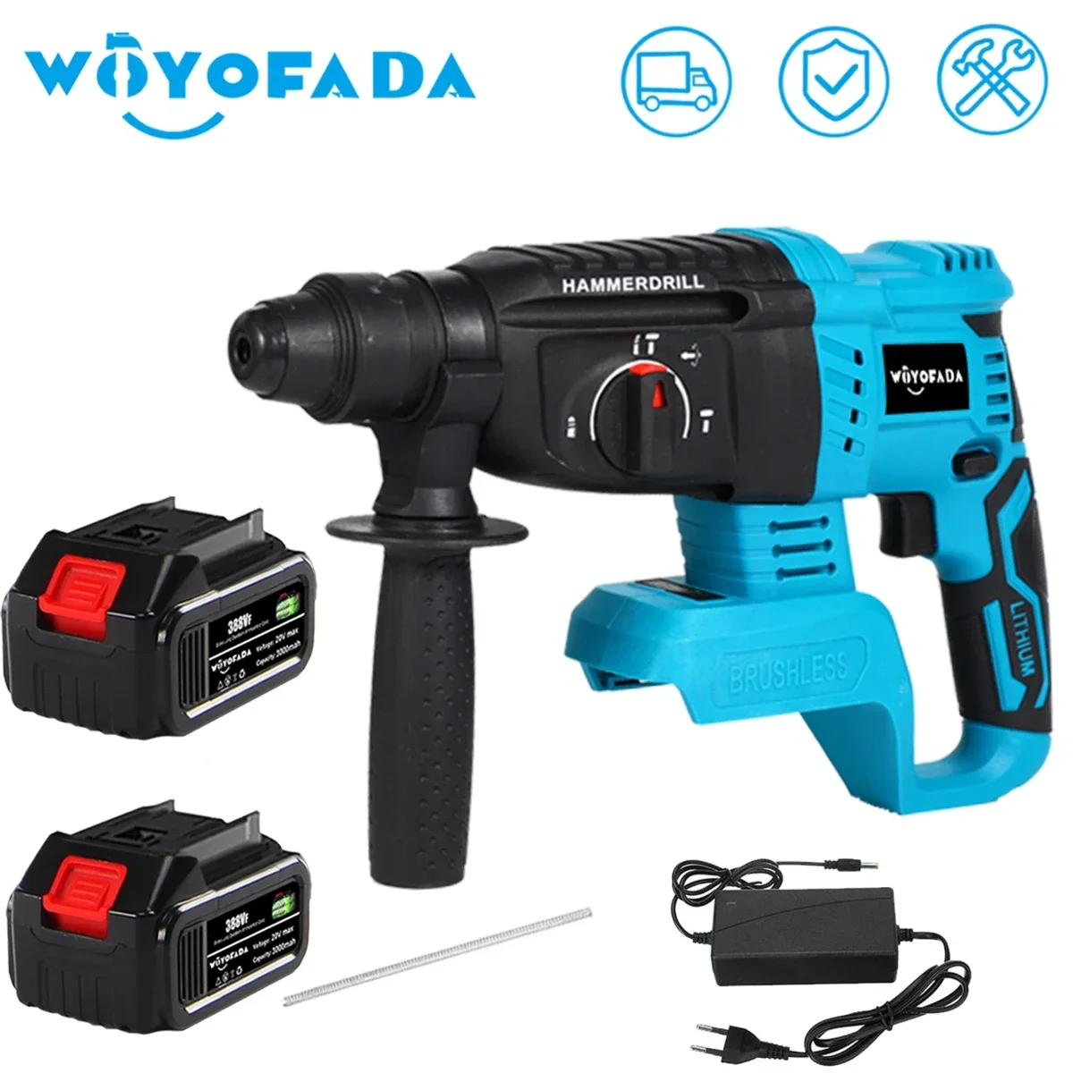 

WOYOFADA 18V Electric Hammer Cordless Electric Impact Drill Multifunctional Rotary Electric Pick For Makita 18V Battery