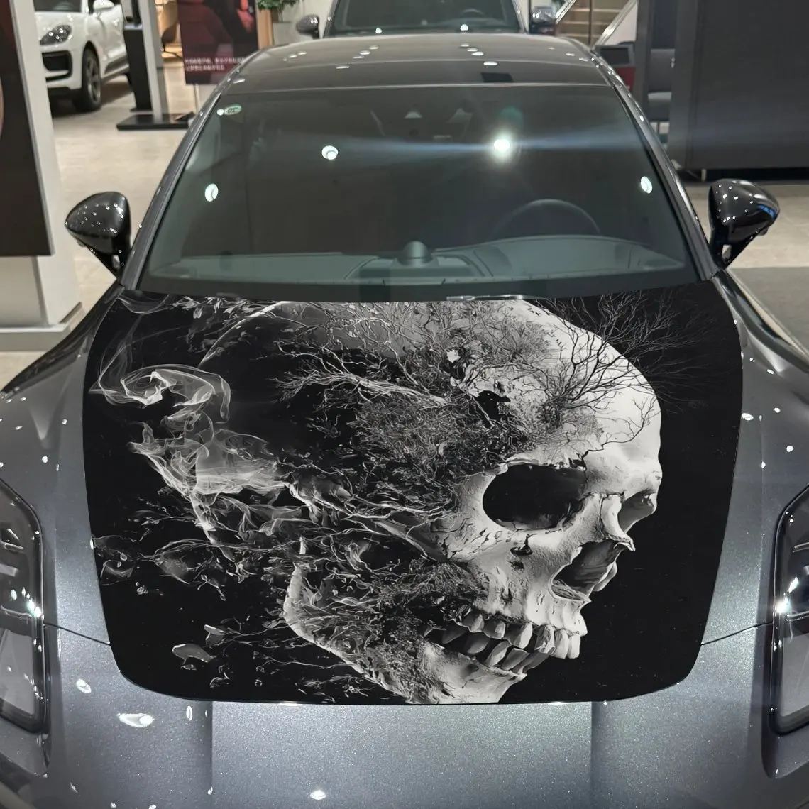 Broken Skull Car Hood Sticker, PVC Waterproof Self-adhesive Scratch Resistant Hood Sticker, Suitable For All Car Decoration Stic