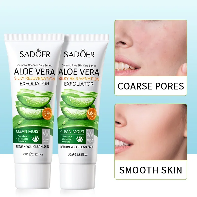 Face Exfoliating Gel Aloe Vera Facial Exfoliating Scrub Cleanses Whitening Acne Blackhead Treatment Shrink Pores Skin Care 80g