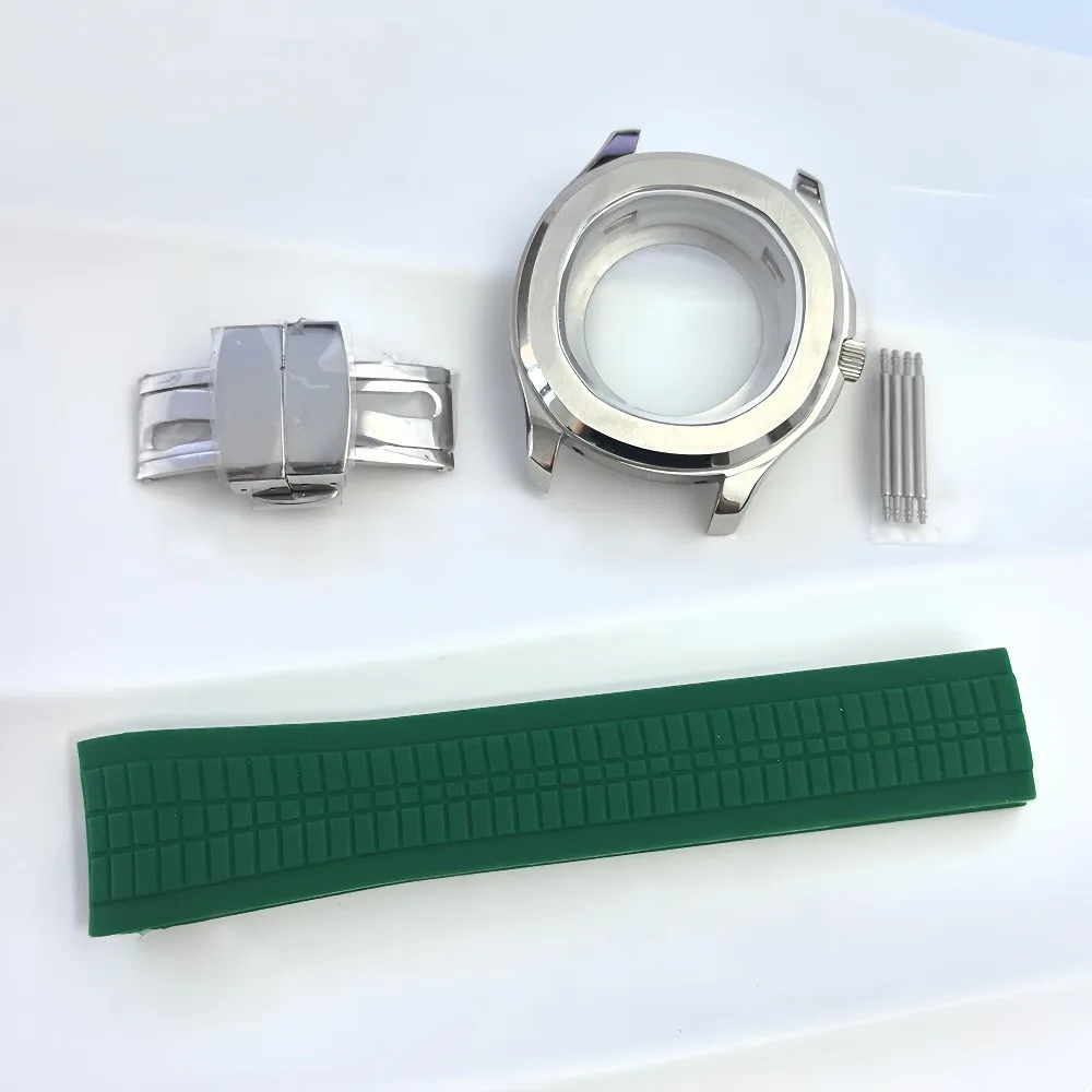 NH 35 caso Diâmetro 42mm Nautilus relógio pulseira de borracha à prova d'água 100m acessórios de relógio compatíveis com movimento nh35/nh36