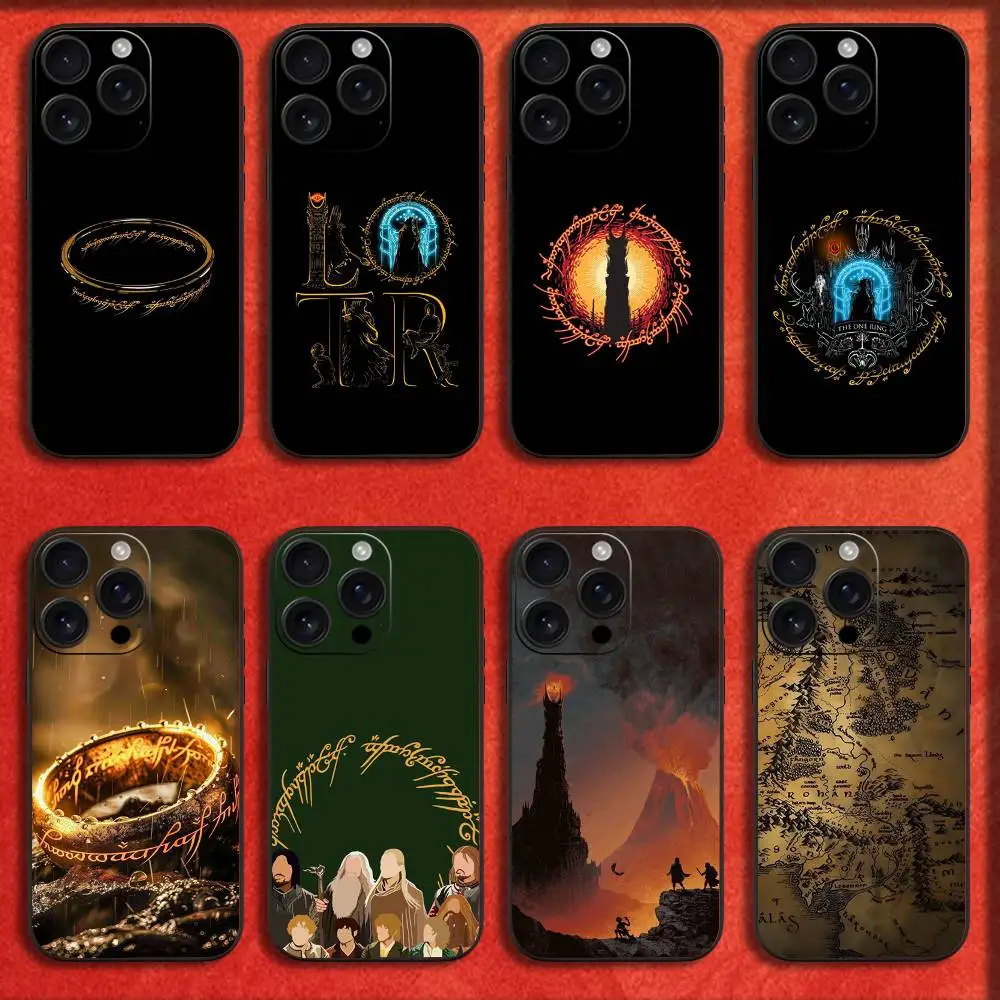 

The Lord of the R-Rings Map Phone Case For iPhone 16,15,14,13,12,11,Pro,XS,Max,XR,Plus,E,Mini Black Shockproof Cover