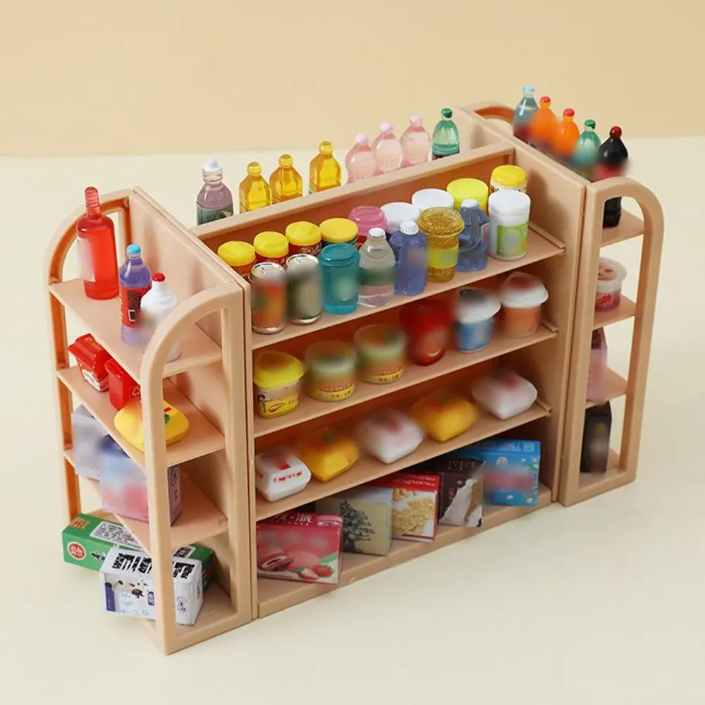 

Funny Simulation 1:12 Dollhouse Supermarket Shelves High Quality Mini Food Display Shelves Material Safety Doll House Furniture