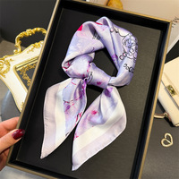 2025 Luxury Design 70cm Square Print Scarf Women Silk Scarves Bandana Hijab Neckerchief Shawl Kerchief Hair Band Foulard Lady
