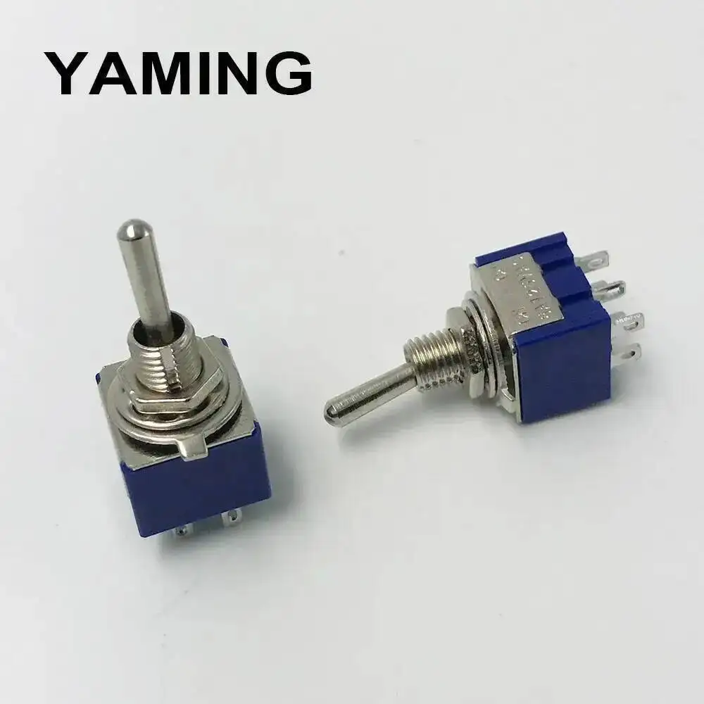 100pcs 6mm 2Position 6Pins Toggle Switch 2A 5A 6A 250V Rocker Switch For Motor Car Boat MTS202