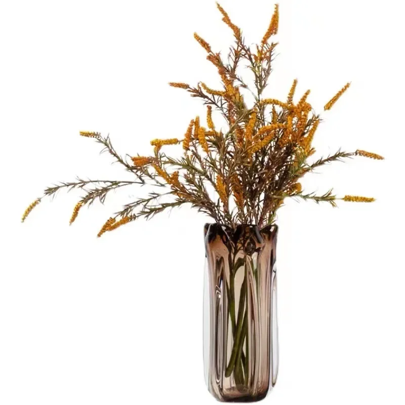 

Modern light luxury petal amber vase ornament Nordic high-end simple living room dining table soft decoration flower ware