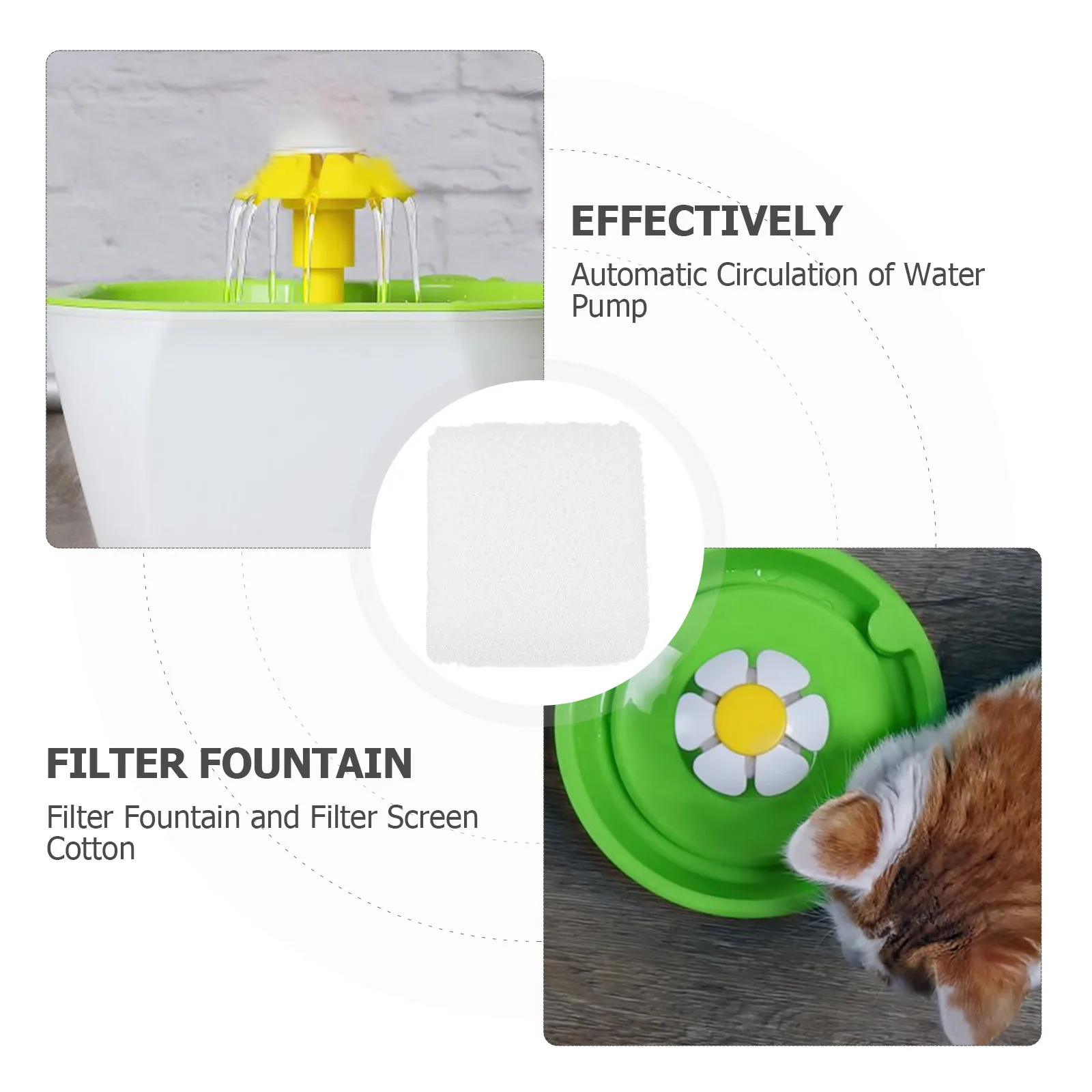 

10Pcs Pet Water Fountain Filters Easy Install Safe Sponge Material Long-Lasting Filtration Replacement Filter Pet Water Filter