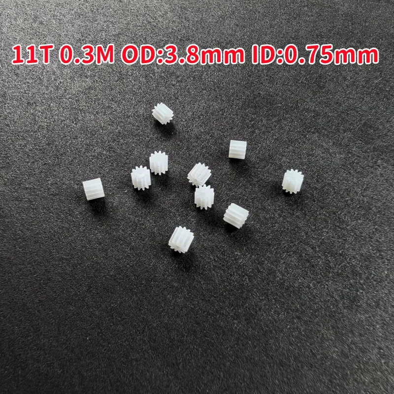 110.8A 0.3M Pinion 11 Teeth 11T 0.75mm Hole 3.8mm Diameter Motor Gear Model Toy Accessories Plastic Gear 10pcs/lot