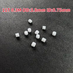 110.8A 0.3M Pinion 11 Teeth 11T 0.75mm Hole 3.8mm Diameter Motor Gear Model Toy Accessories Plastic Gear 10pcs/lot